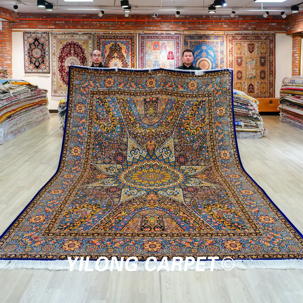 Qum Persian Carpet Dom Handmade Silk Living Room Carpet 8.2x11.48ft