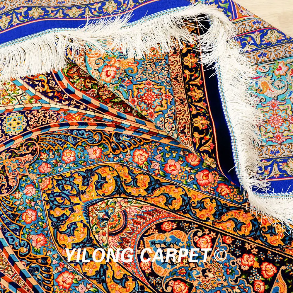 Qum Persian Carpet Dom Handmade Silk Living Room Carpet 8.2x11.48ft - Image 8