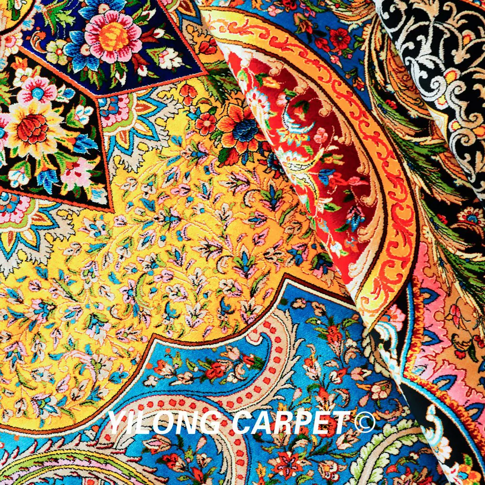 Luxury Qum Persian Rug Handmade Silk Bedroom Carpet 8.2x11.48ft - Image 7