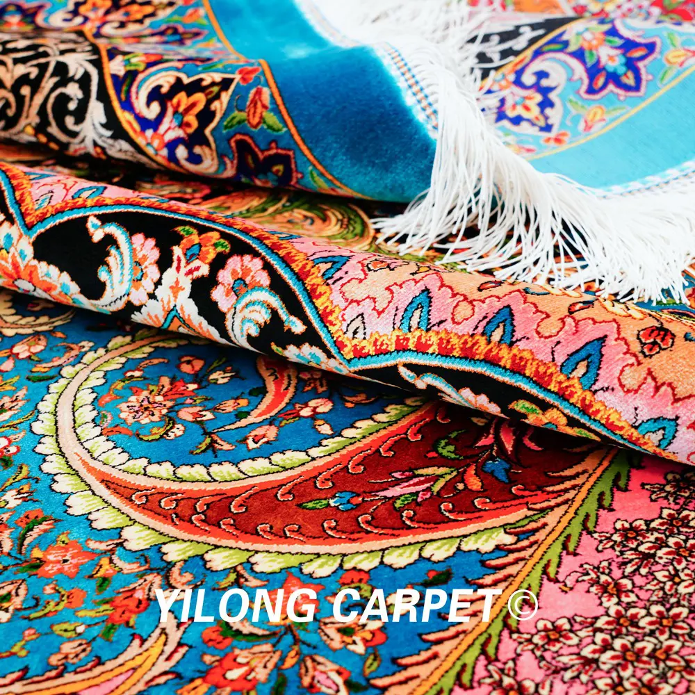 Luxury Qum Persian Rug Handmade Silk Bedroom Carpet 8.2x11.48ft - Image 8