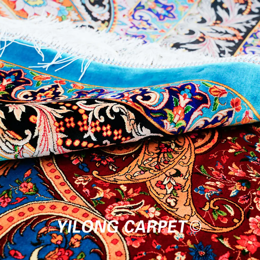 Luxury Qum Persian Rug Handmade Silk Bedroom Carpet 8.2x11.48ft - Image 9