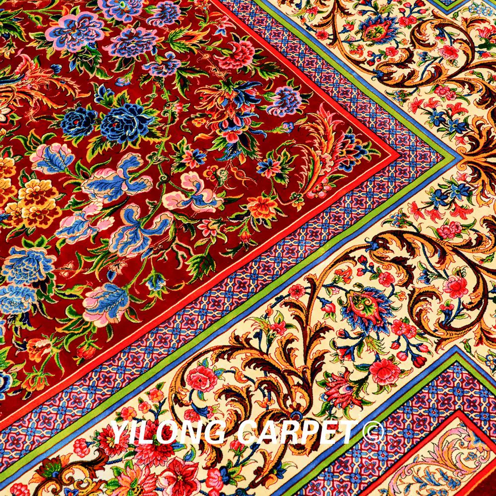 Luxury Qum Carpet Floral Handmade Silk Villa Carpet 8.2x11.48ft - Image 7