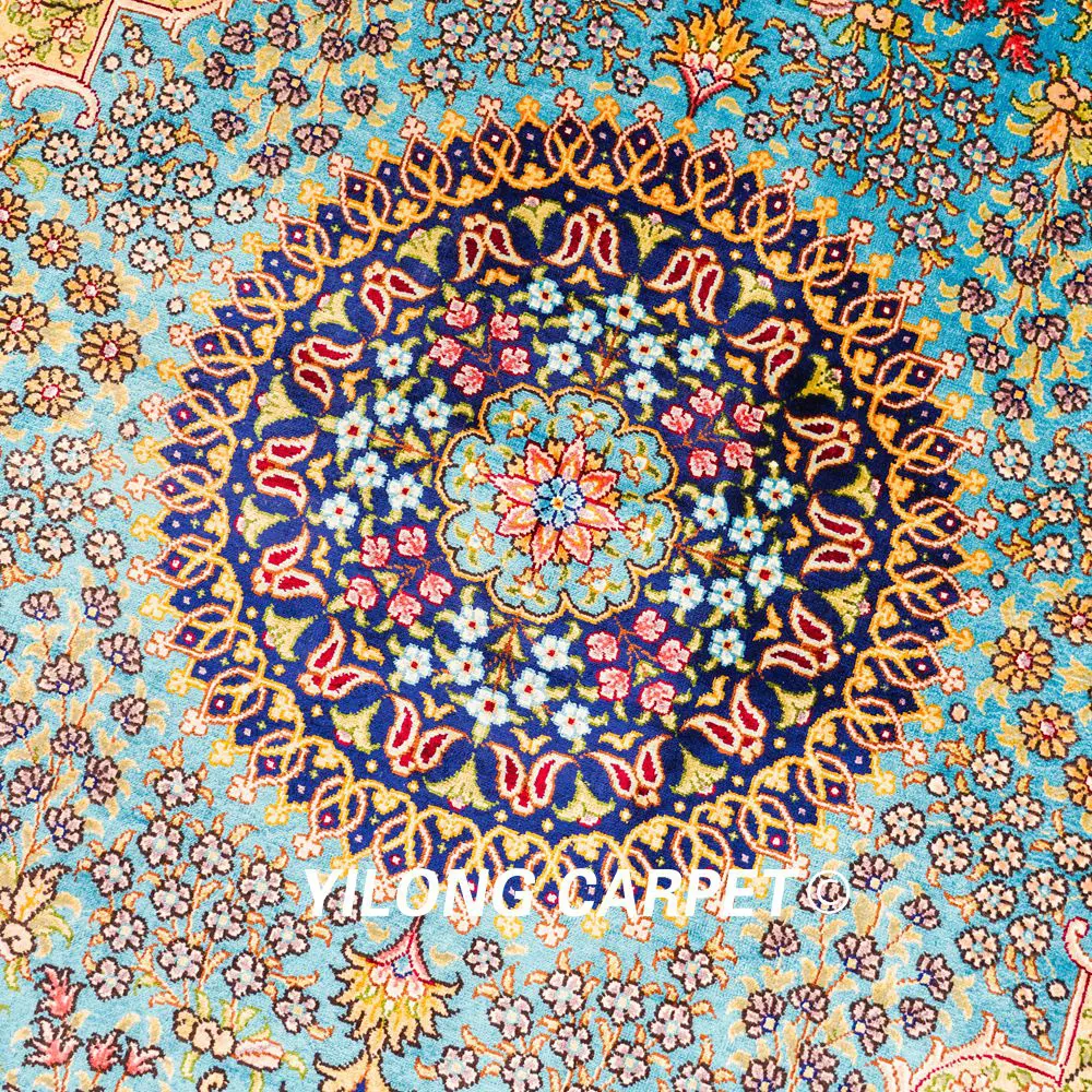 Traditional Persian Rug Oriental Hand Knotted Small Silk Rug 4x6ft - Image 7