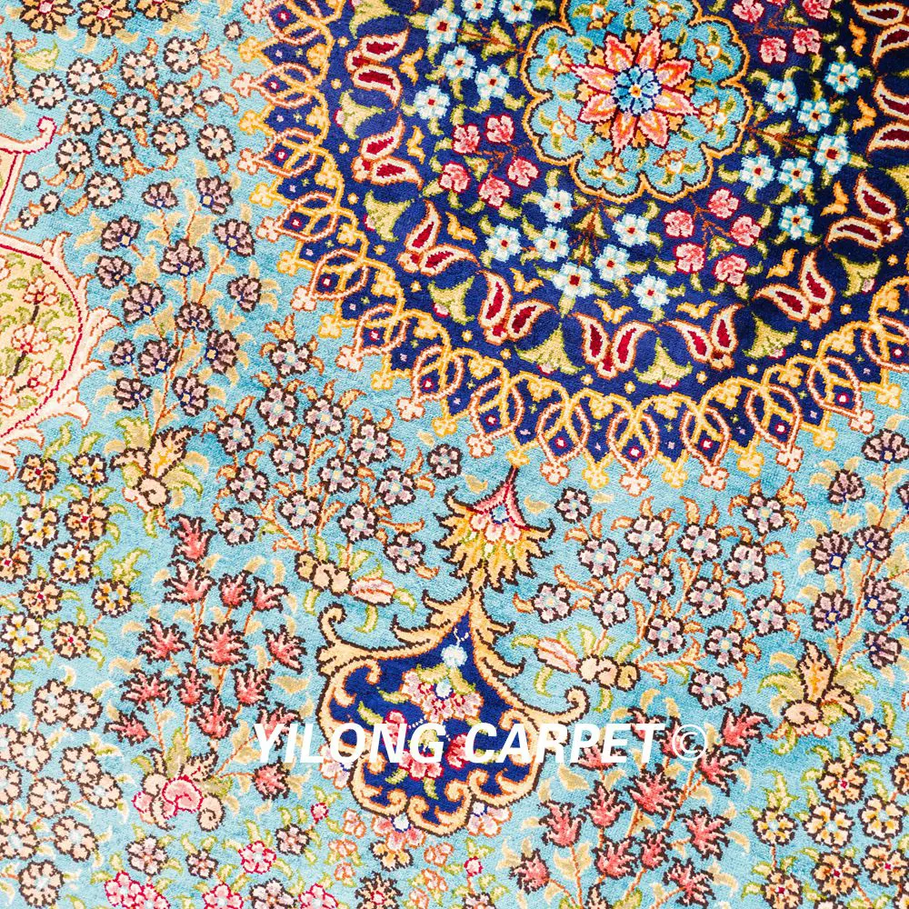 Traditional Persian Rug Oriental Hand Knotted Small Silk Rug 4x6ft - Image 8