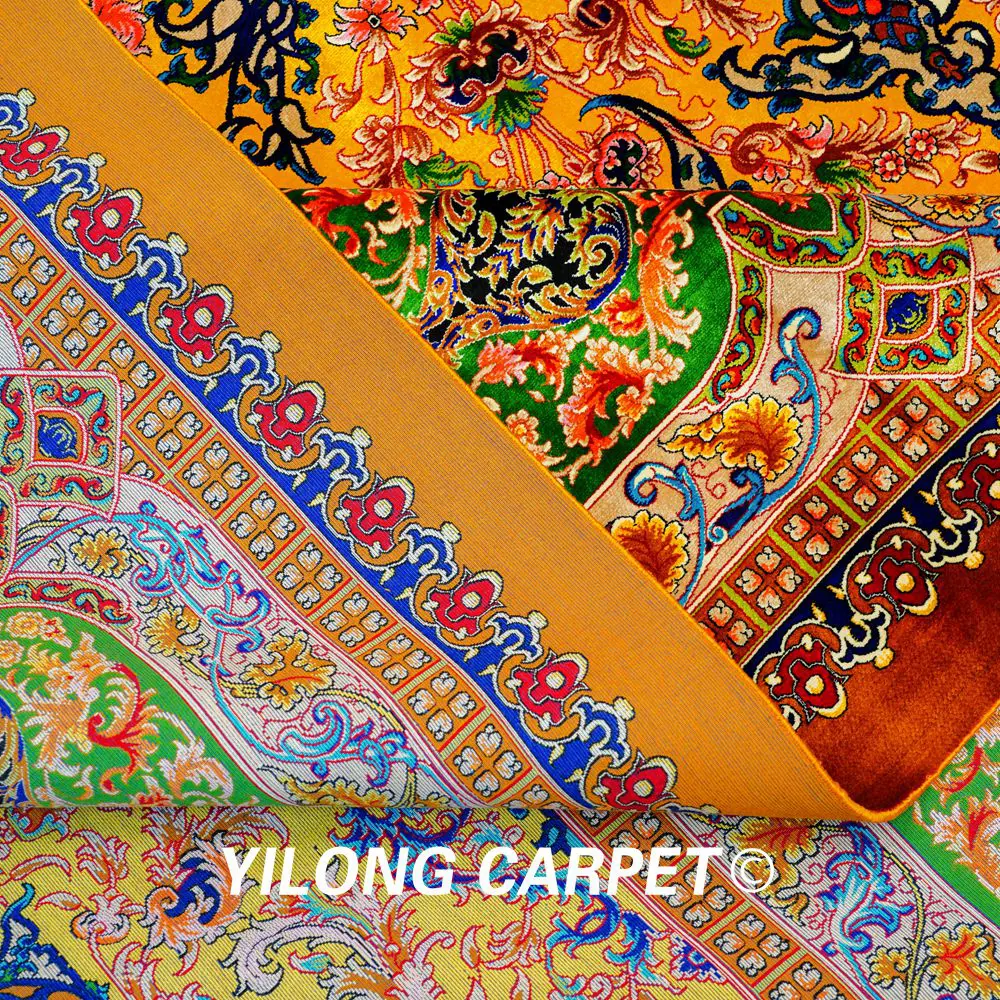 Persian Silk Carpet Floral Handmade Silk Villa Large Living Room Carpet 9.84x13.12ft - Image 8