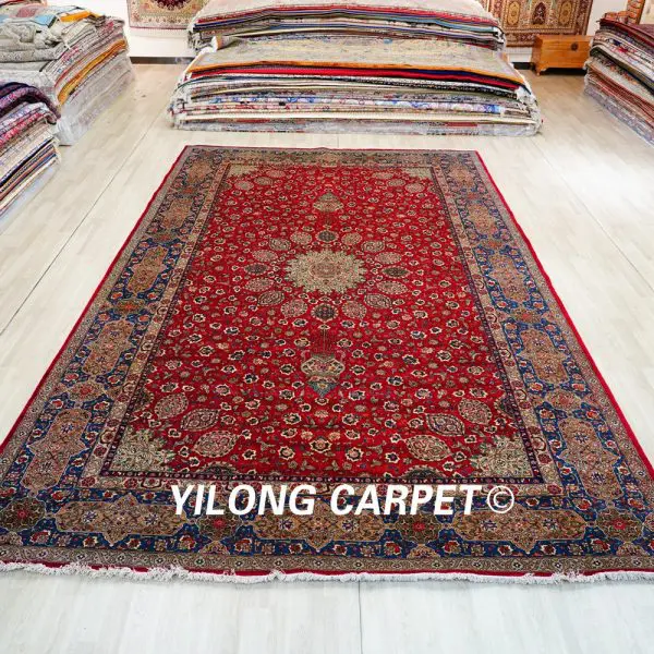 Oversized Persian Wool Rug Red Thick Handmade Carpet 9.7x16.1ft 