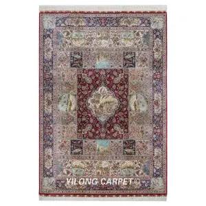 Persian Pure Silk Carpet Luxury Hand Knotted Rug Collection 5.5x8ft