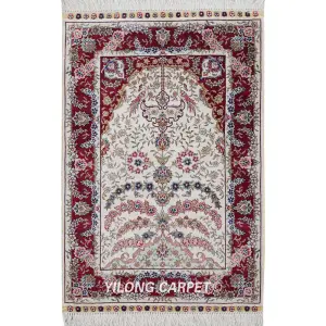 Pure Silk Rug Red Handmade Silk Persian Rug 2x3ft