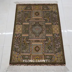 Qom Pure Silk Rug Handmade Silk Persian Rug Collection 2x3ft