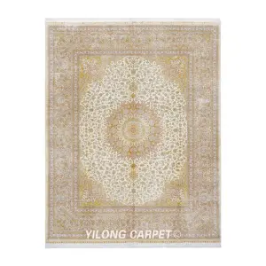 Pure Silk Rug Persian Hand Knotted Silk Living Room Carpet 8x10ft
