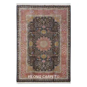 Pure Silk Persian Rug Red Hand Knotted Silk Carpet 7x10ft