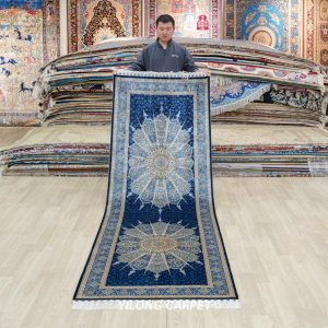 Silk Rug Runner Handmade Blue Turkish Silk Rug 3x9ft Sold Out