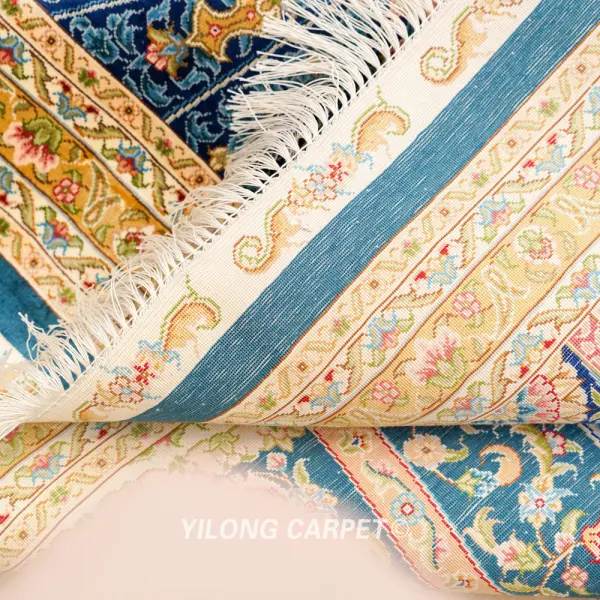 Persian Dom Design Handmade Blue Silk Classic Oriental Carpet