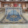 Persian Rug Handmade Blue Silk Classic Oriental Carpet 9x12ft - Image 2