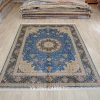 Persian Rug Handmade Blue Silk Classic Oriental Carpet 9x12ft - Image 3