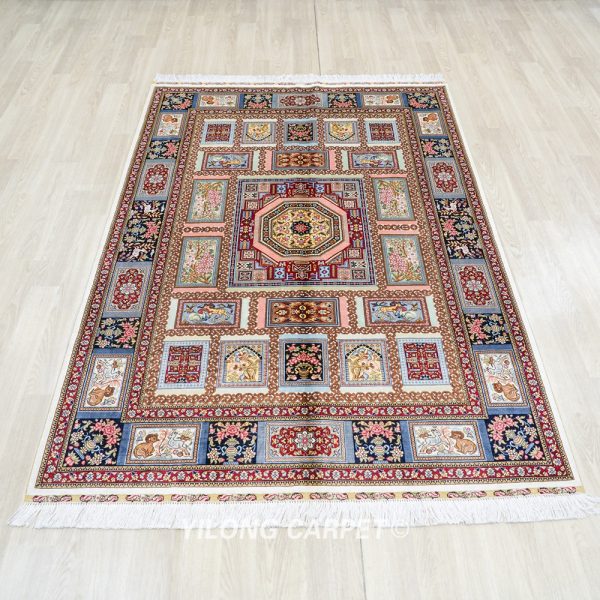 Turkish Four Season Rug Handmade Silk Red Rug 4.5x6.5ft