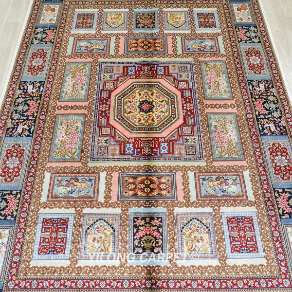 Turkish Four Season Rug Handmade Silk Red Rug 4.5x6.5ft