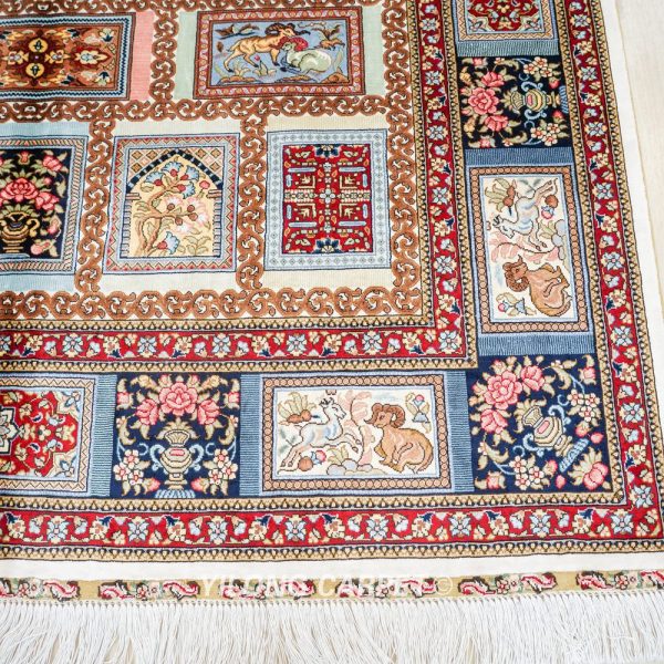 Turkish Four Season Rug Handmade Silk Red Rug 4.5x6.5ft