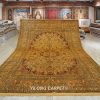 Antique Silk Persian Rug Traditional Hand-Knotted Silk Rug Living Room 10x14ft - Image 2