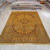 Antique Silk Persian Rug Traditional Hand-Knotted Silk Rug Living Room 10x14ft - Image 3