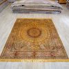 Antique Hand-Knotted Silk Rug Persian Carpet for Villa Room 8x10ft - Image 3
