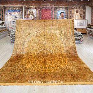 Antique Rug Hand-Knotted Silk Persian Carpet for Villa Room 8x10ft