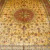 Antique Hand-Knotted Silk Rug Golden Persian Carpet for Villa Room 8x10ft - Image 4