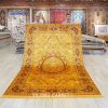Antique Persian Hand Knotted Carpet Silk Golden Oriental Rug 6x9ft - Image 2