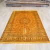 Antique Persian Handmade Carpet Silk Golden Oriental Rug 6x9ft - Image 3