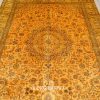 Antique Persian Handmade Carpet Silk Golden Oriental Rug 6x9ft - Image 4