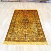 Vinatge Antique Rug Golden Oriental Handmade Area Silk Rug 4x6ft - Image 3