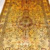 Vinatge Antique Rug Golden Oriental Handmade Area Silk Rug 4x6ft - Image 4