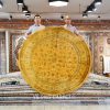 Antique Persian Silk Rug Hand Woven Round Villa Carpet 6x6ft - Image 2