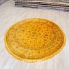 Antique Persian Silk Rug Hand Woven Round Villa Carpet 6x6ft - Image 3