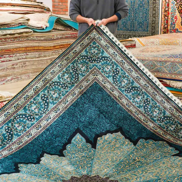 ラグ・カーペット Turkish carpet Turkish Silk Rug 4x6, Blue, Mamluk Silk Carpet, Bamboo Silk