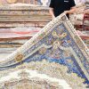 Persian Silk Rug Handmade Beige Silk Classic Oriental Carpet 9x12ft - Image 9