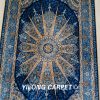 Small Turkish Rug Oriental Blue Hand Knotted Silk Rug 2x3ft - Image 4