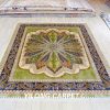 Hand-Knotted Silk Rug Green Pecock Silk Turkish Carpet for Bedroom 8x10ft - Image 3