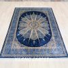 Turkish Carpet Oriental Silk Rug Blue Hand Knotted Carpet 5x7ft - Image 3