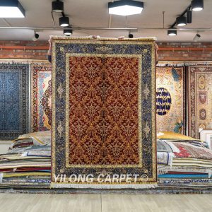 Red Persian Oriental Silk Rug Hand Knotted Carpet 5x7ft