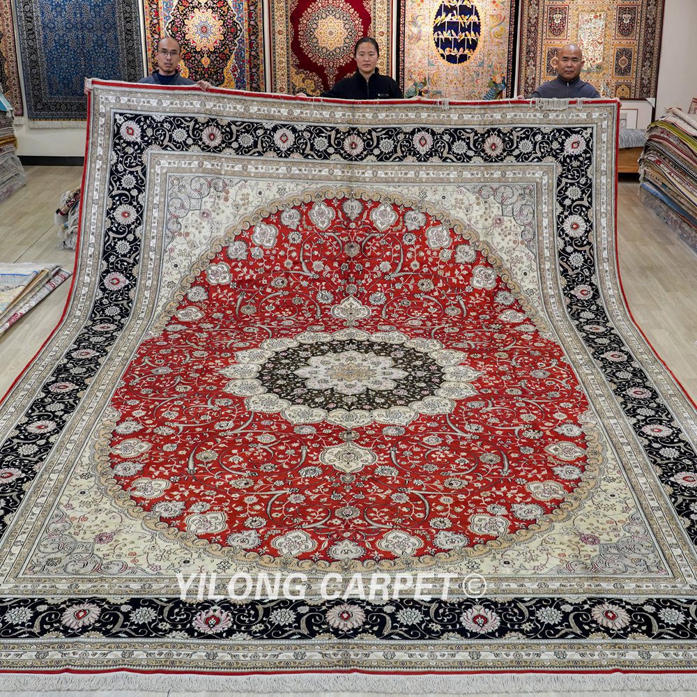 Super Large Persian Carpet Hand-Knotted Silk Red Carpet 12x18ft