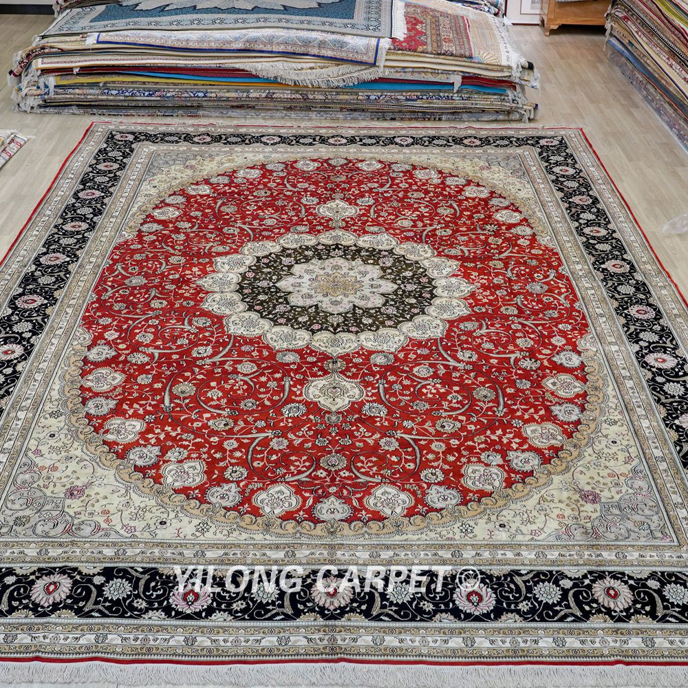 Super Large Persian Carpet Hand-Knotted Silk Red Carpet 12x18ft - Image 3