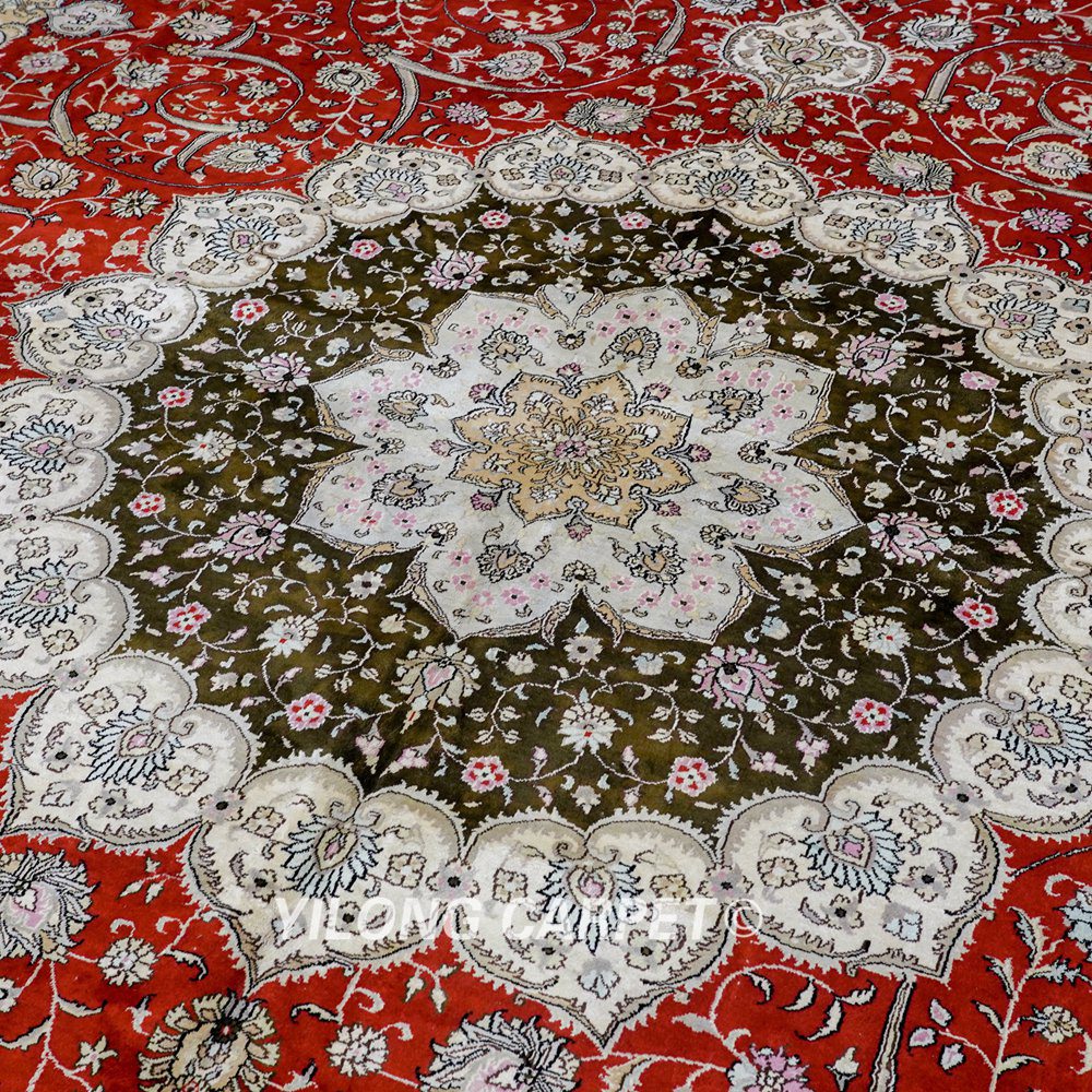 Super Large Persian Carpet Hand-Knotted Silk Red Carpet 12x18ft - Image 4