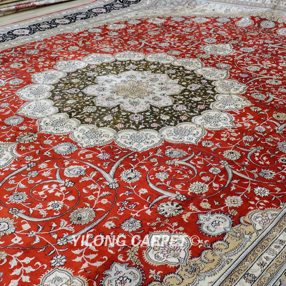 Super Large Persian Carpet Hand-Knotted Silk Red Carpet 12x18ft - Image 6