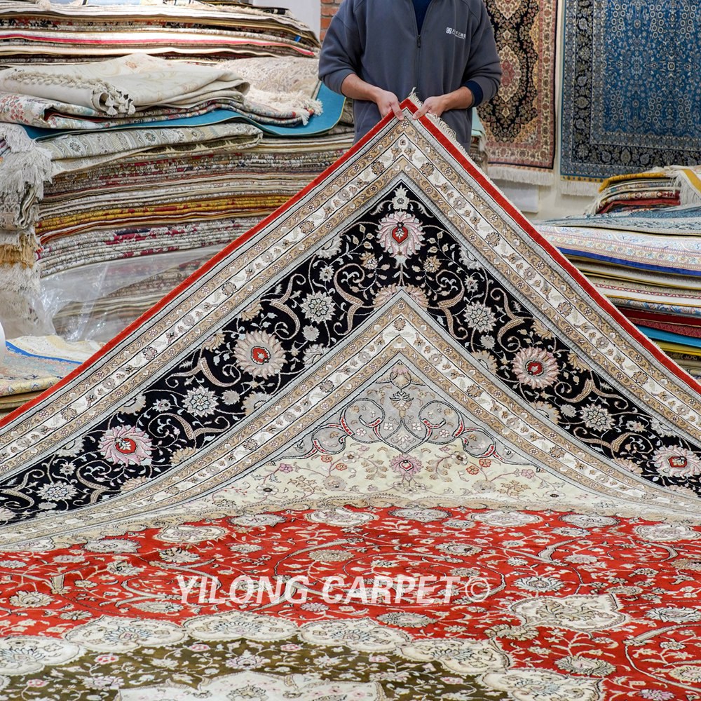 Super Large Persian Carpet Hand-Knotted Silk Red Carpet 12x18ft - Image 9