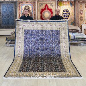 Turkish Rug Seven Hills Design Handmade Carpet Silk Blue Oriental Rug 6x9ft