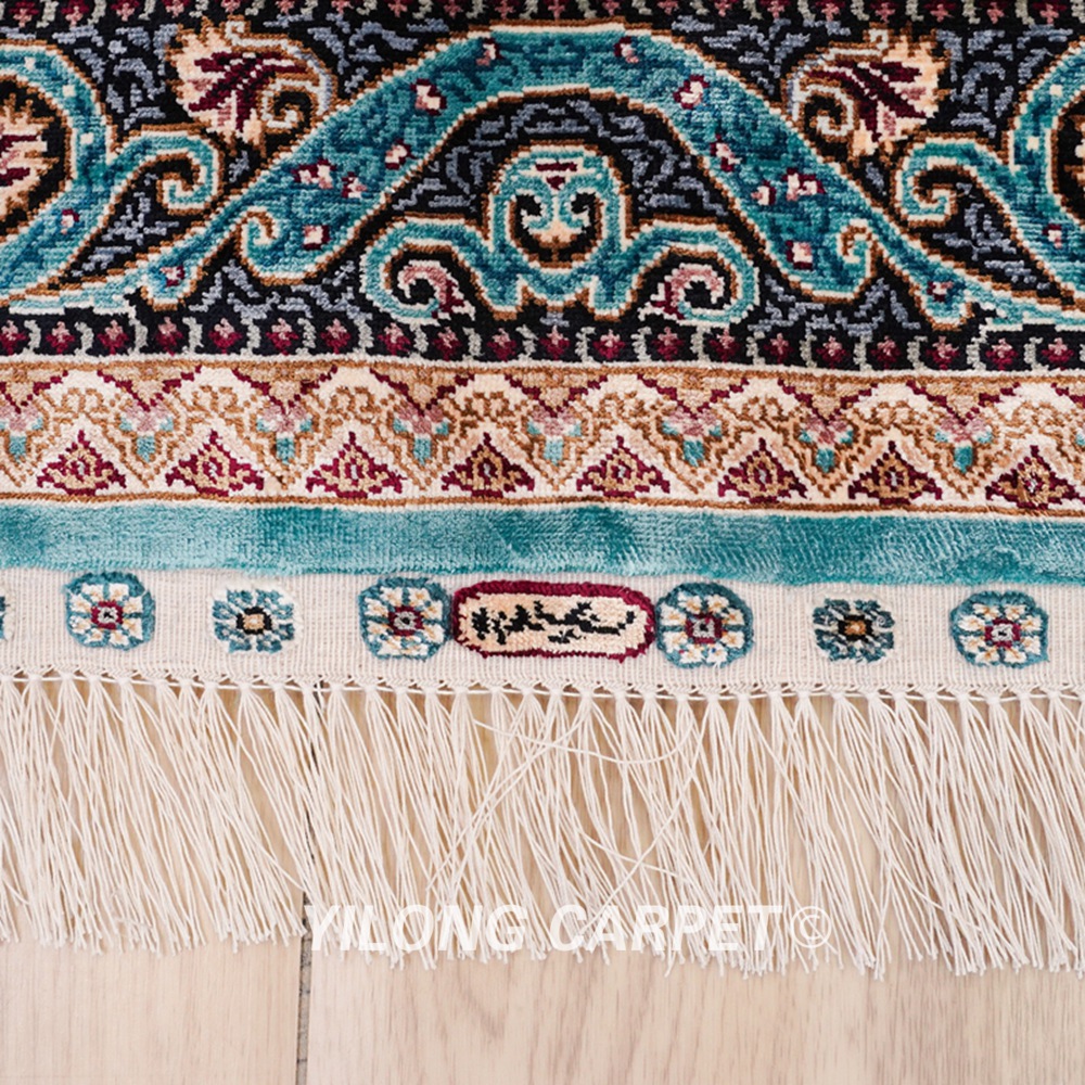 Blue Peacock Design Handmade Silk Small Rug 3x4.5ft - Image 4