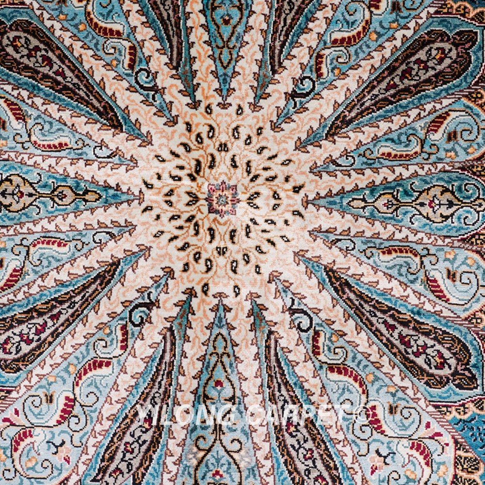 Blue Peacock Design Handmade Silk Small Rug 3x4.5ft - Image 5