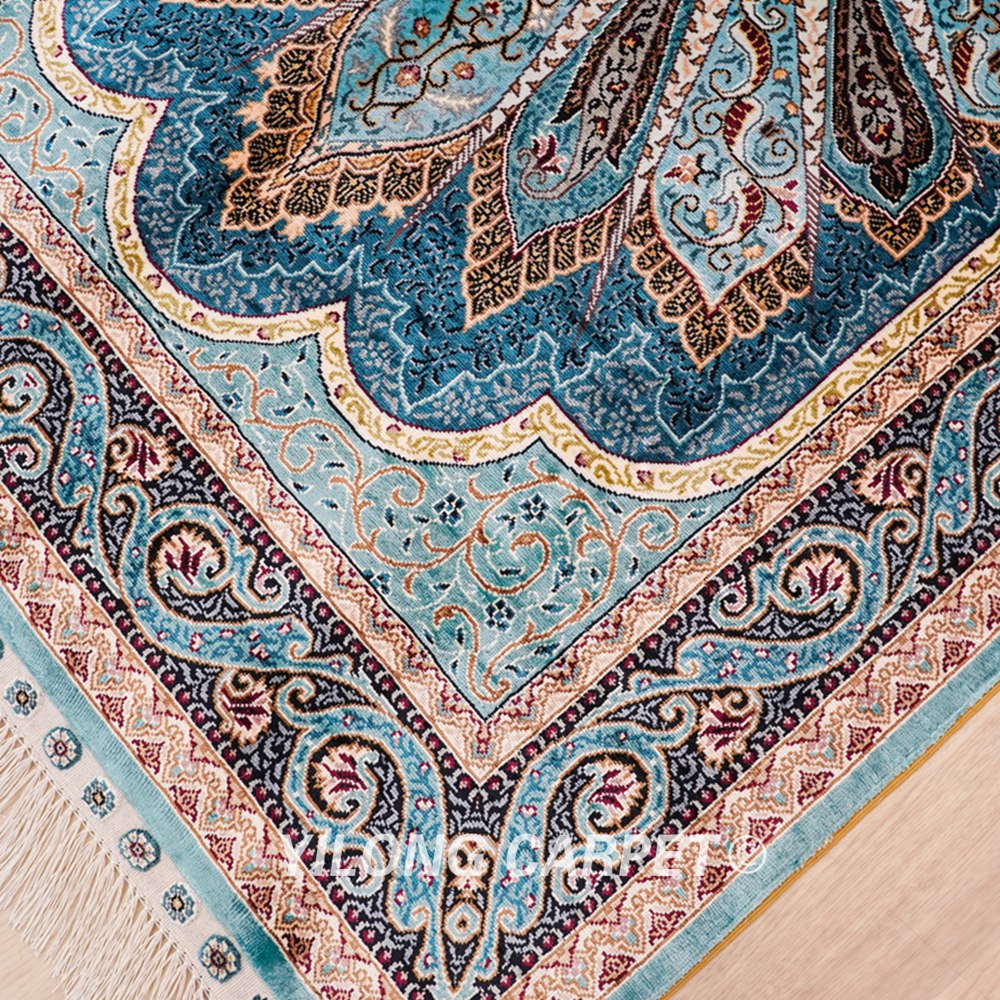 Blue Peacock Design Handmade Silk Small Rug 3x4.5ft - Image 6