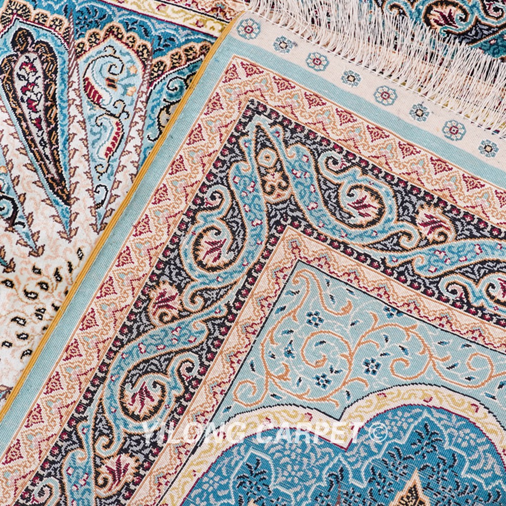 Blue Peacock Design Handmade Silk Small Rug 3x4.5ft - Image 9